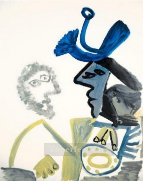 company of captain reinier reael known as themeagre company Painting - Two busts profile I 1972 cubism Pablo Picasso